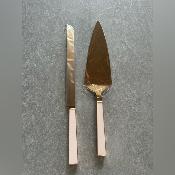 Kate Spade Pink and Gold Knife and Server Set - Picture 1 of 1
